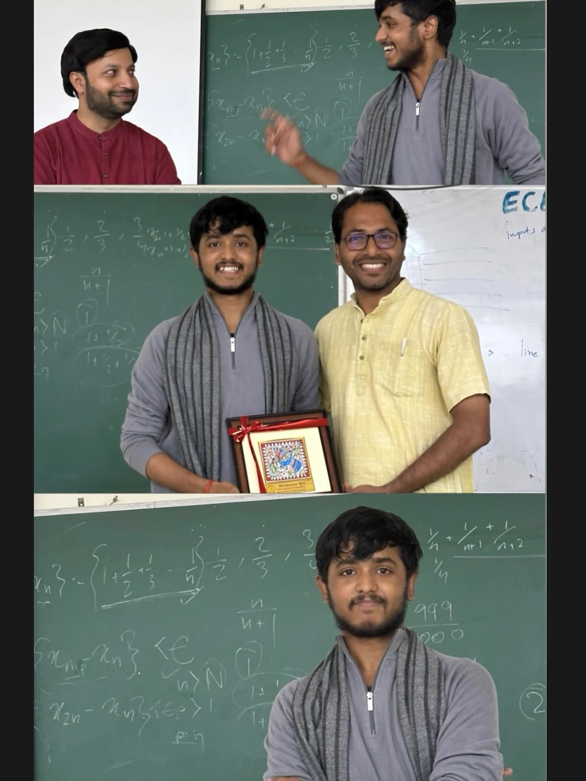 Harsh sharing startup and innovation insights during a NIT Patna visit, a three-frame collage